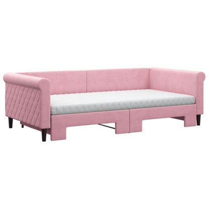 Divano Letto Estraibile con Materassi Rosa 100x200 cm Velluto - homemem39