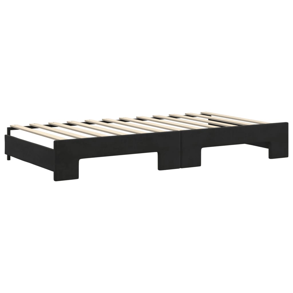 Divano Letto Estraibile con Materassi Nero 100x200 cm Velluto | homemem39