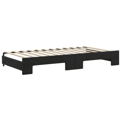 Divano Letto Estraibile con Materassi Nero 100x200 cm Velluto | homemem39