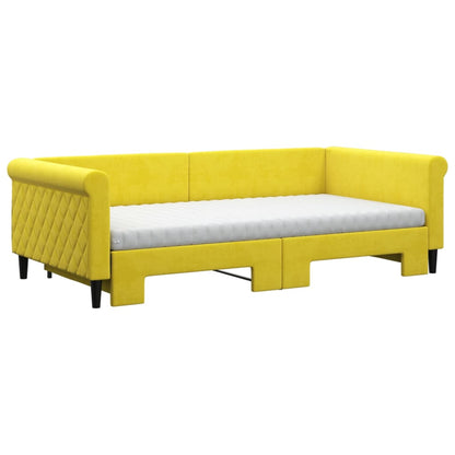 Divano Letto Estraibile con Materassi Giallo 100x200 cm Velluto