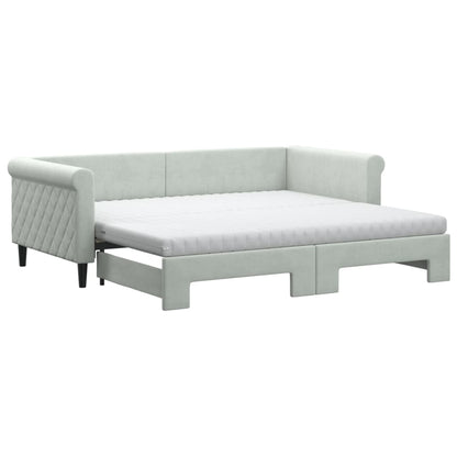 Divano Letto Estraibile Materassi Grigio Chiaro 90x190 Velluto - homemem39