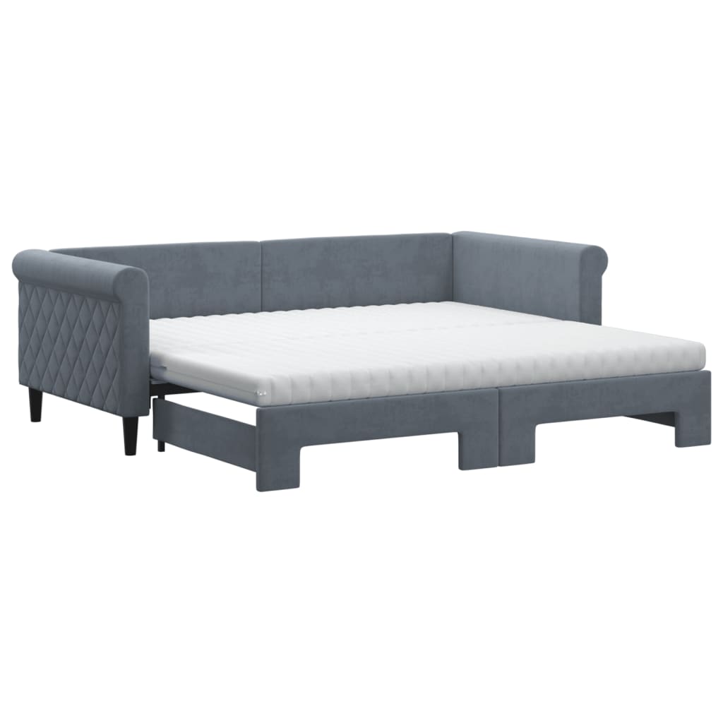 Divano Letto Estraibile Materassi Grigio Scuro 90x190cm Velluto | homemem39