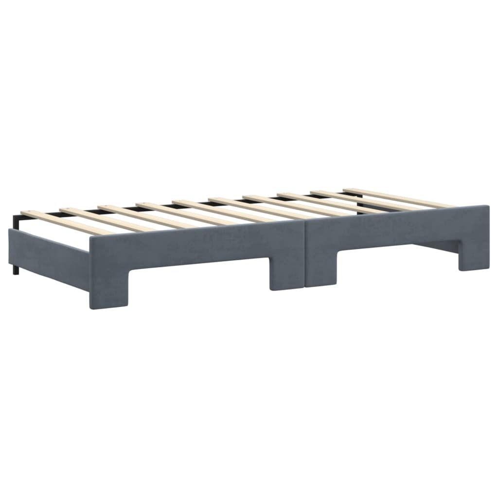 Divano Letto Estraibile Materassi Grigio Scuro 90x190cm Velluto | homemem39