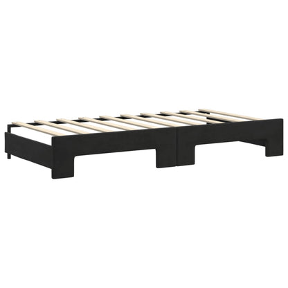 Divano Letto Estraibile con Materassi Nero 90x190 cm Velluto | homemem39