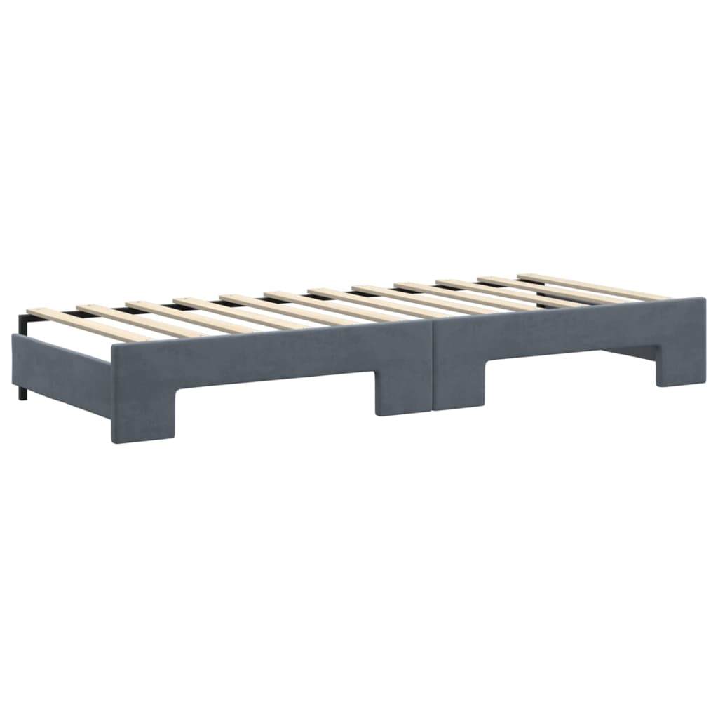 Divano Letto Estraibile Cassetti Grigio Scuro 80x200cm Velluto