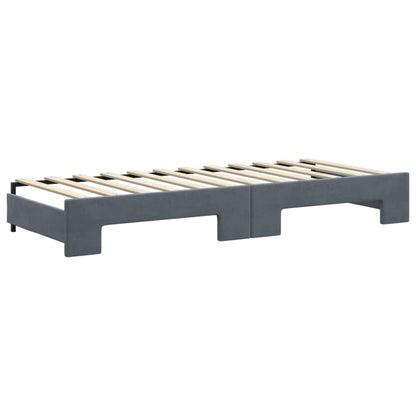 Divano Letto Estraibile Cassetti Grigio Scuro 80x200cm Velluto