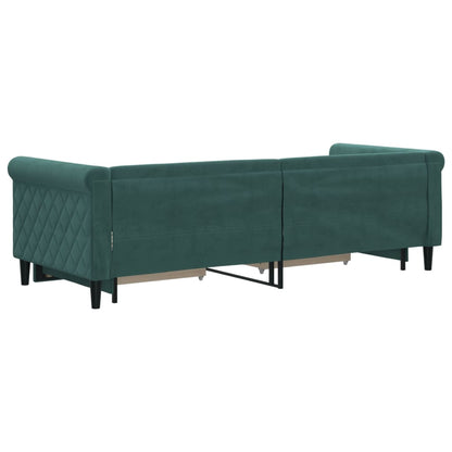 Divano Letto Estraibile Cassetti Verde Scuro 80x200cm Velluto - homemem39