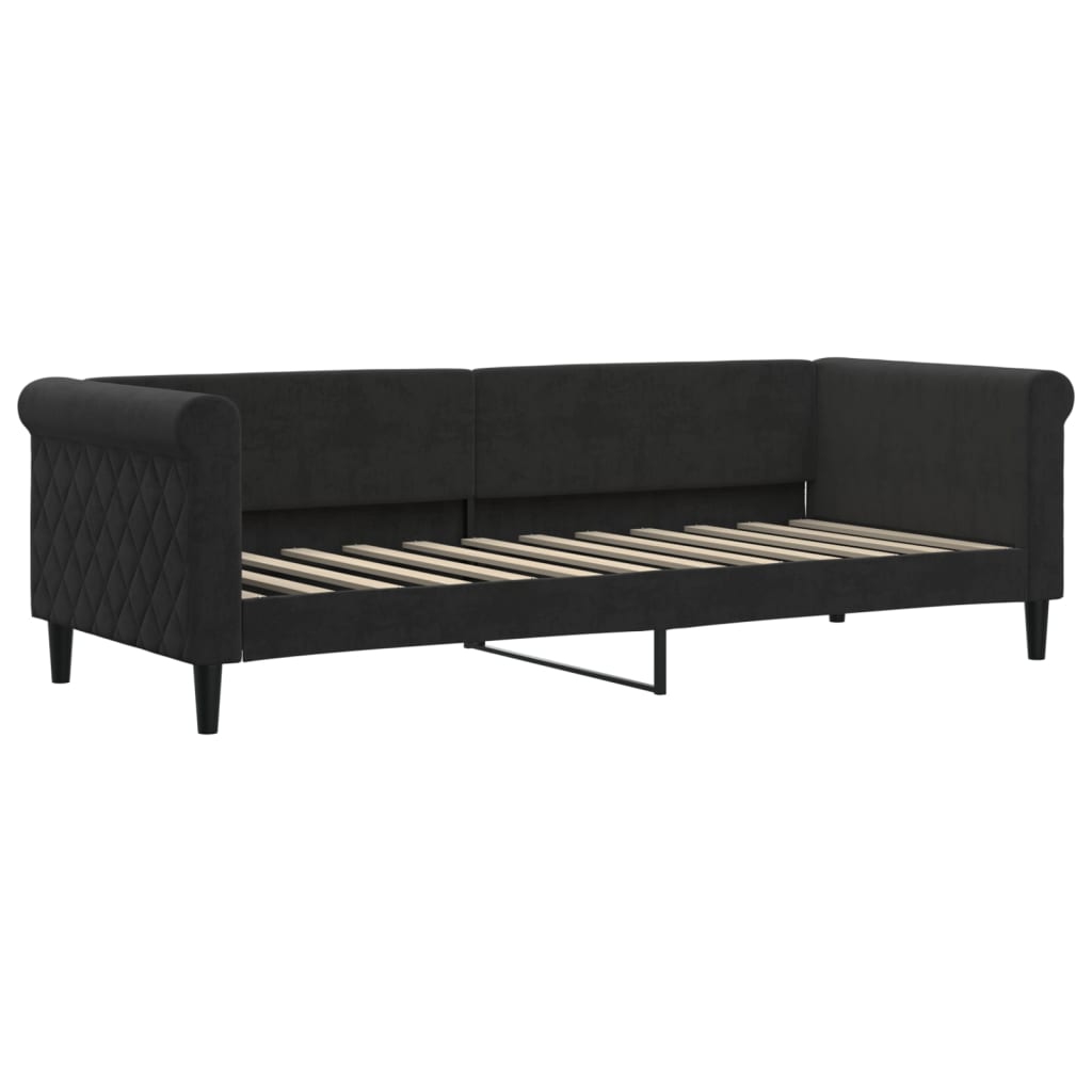 Divano Letto Estraibile con Cassetti Nero 80x200 cm in Velluto | homemem39