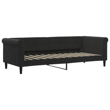 Divano Letto Estraibile con Cassetti Nero 80x200 cm in Velluto | homemem39
