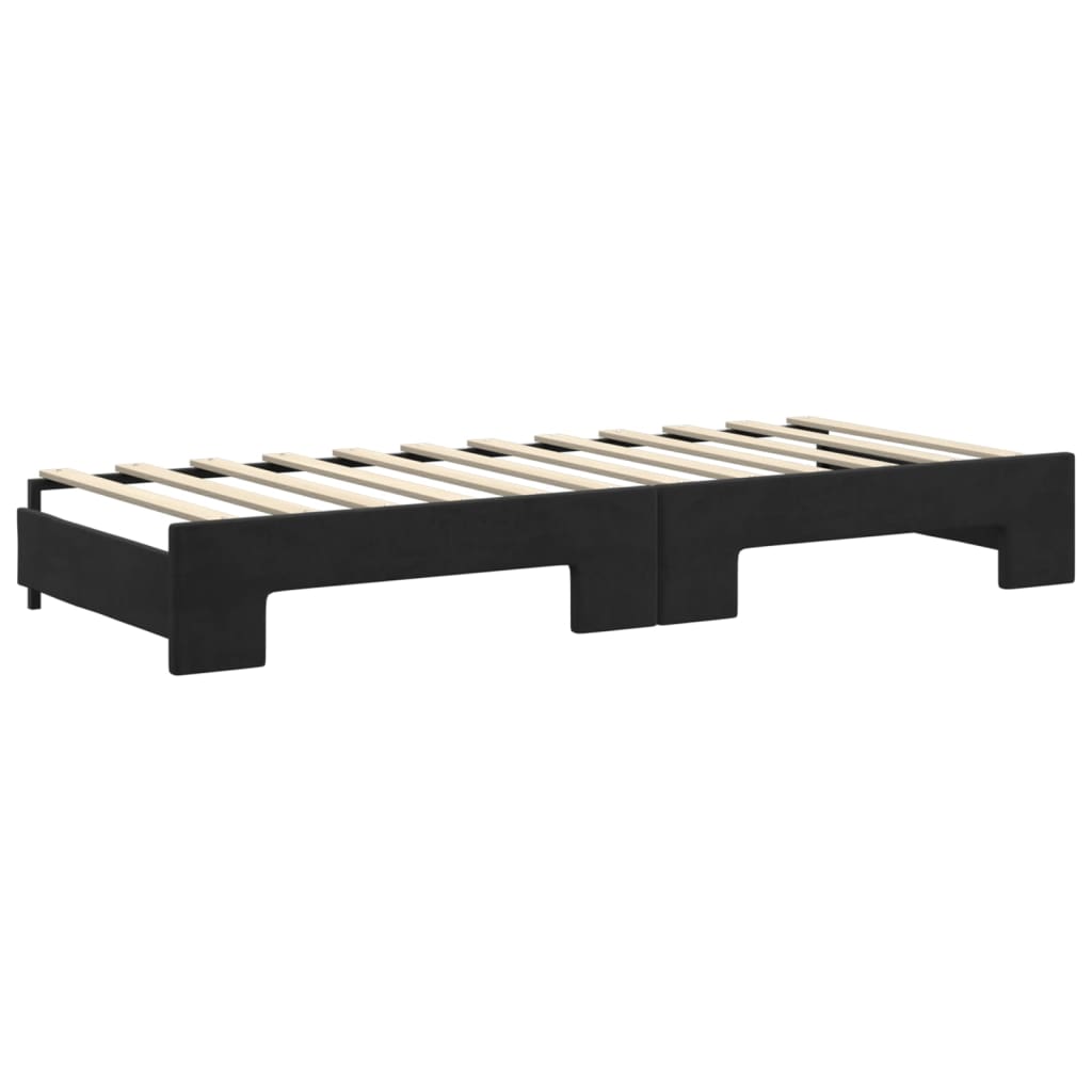 Divano Letto Estraibile con Cassetti Nero 80x200 cm in Velluto | homemem39