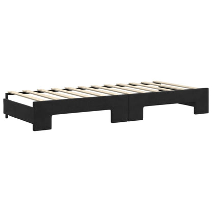 Divano Letto Estraibile con Cassetti Nero 80x200 cm in Velluto | homemem39