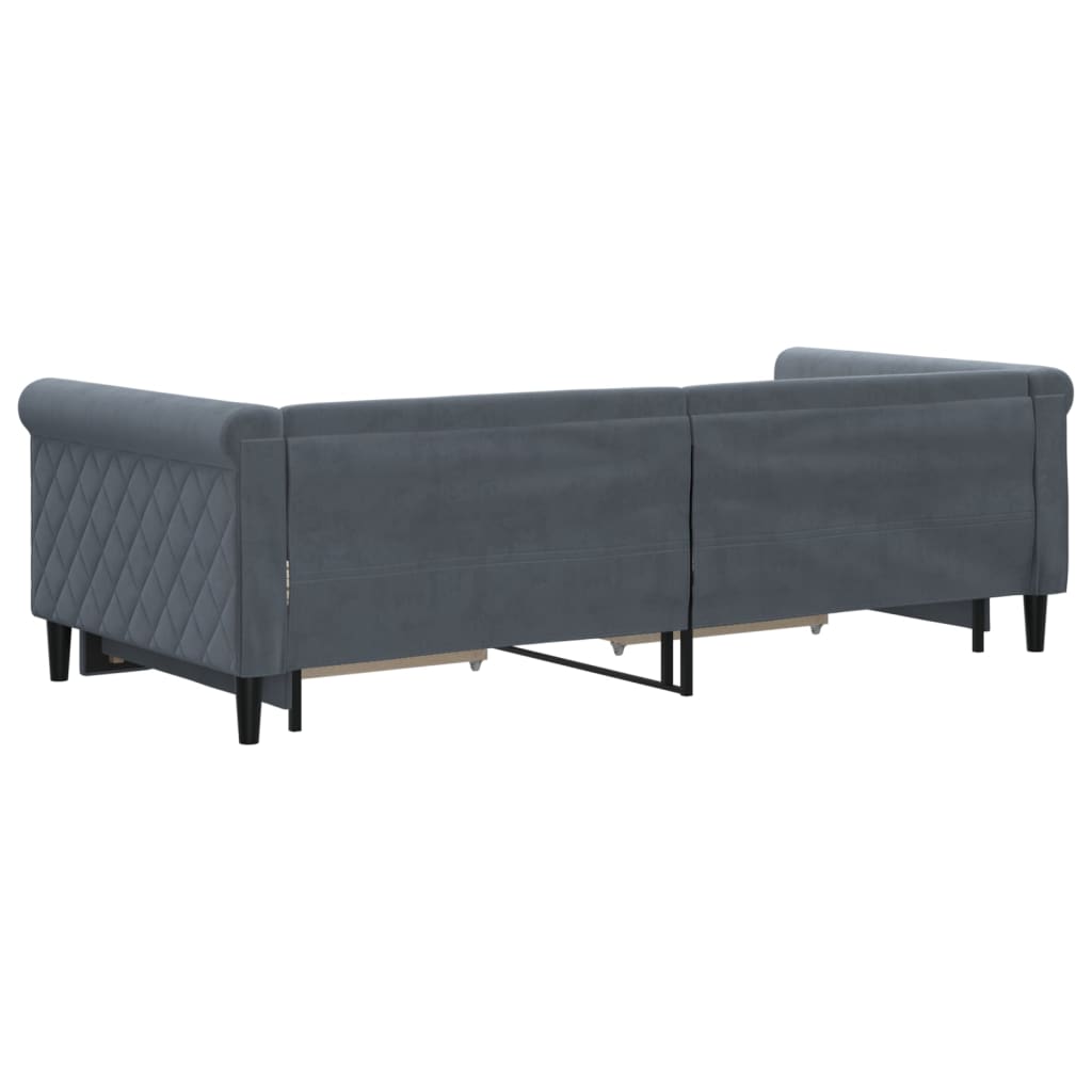 Divano Letto Estraibile Cassetti Grigio Scuro 90x200cm Velluto | homemem39