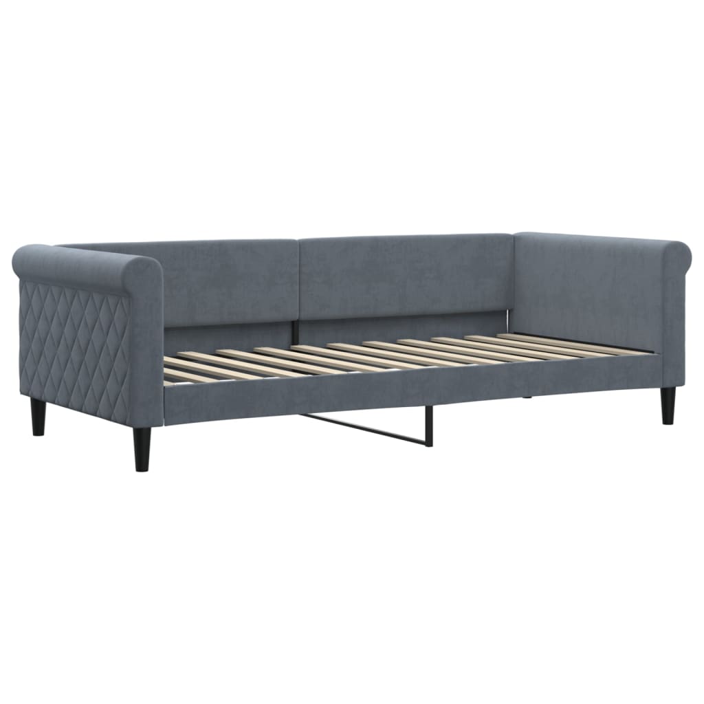 Divano Letto Estraibile Cassetti Grigio Scuro 90x200cm Velluto | homemem39