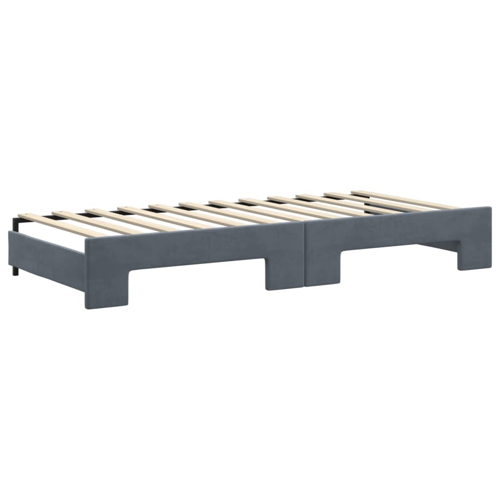 Divano Letto Estraibile Cassetti Grigio Scuro 90x200cm Velluto | homemem39