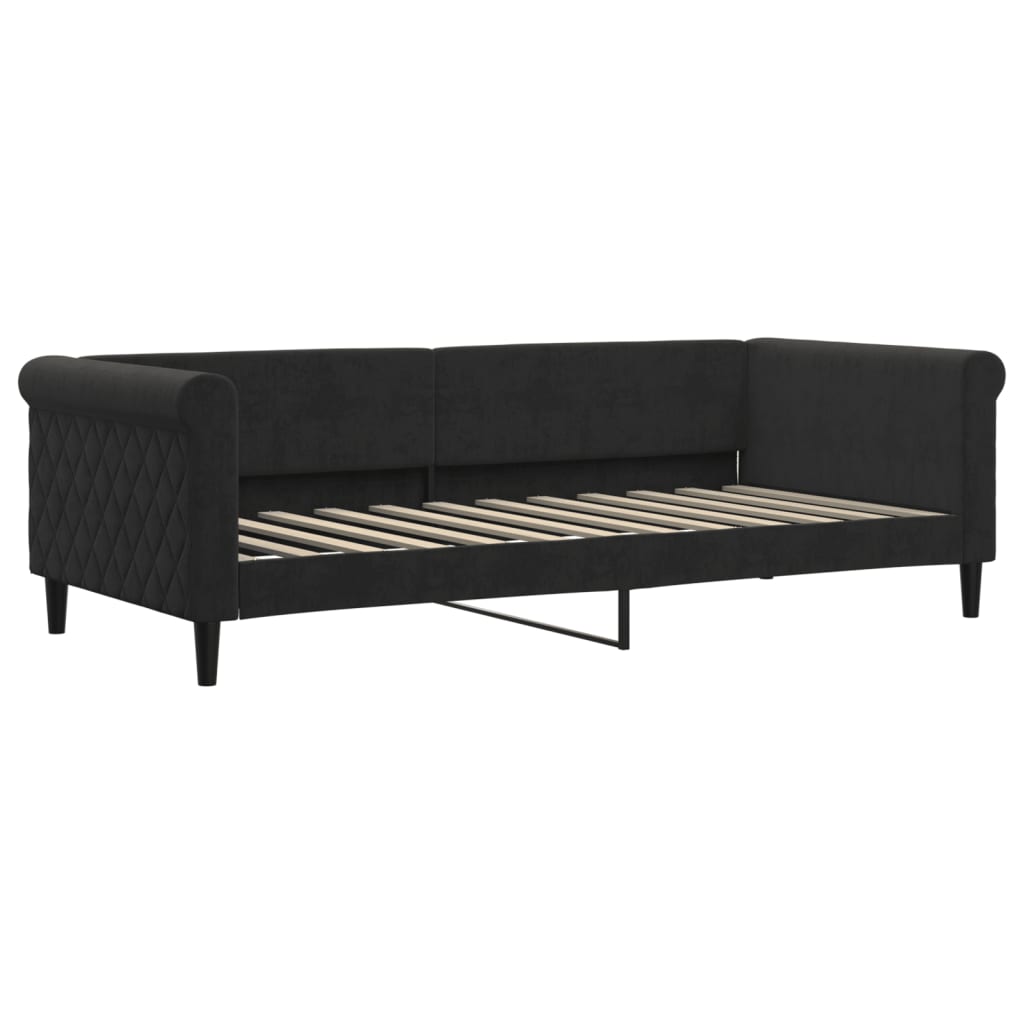Divano Letto Estraibile con Cassetti Nero 90x200 cm in Velluto | homemem39