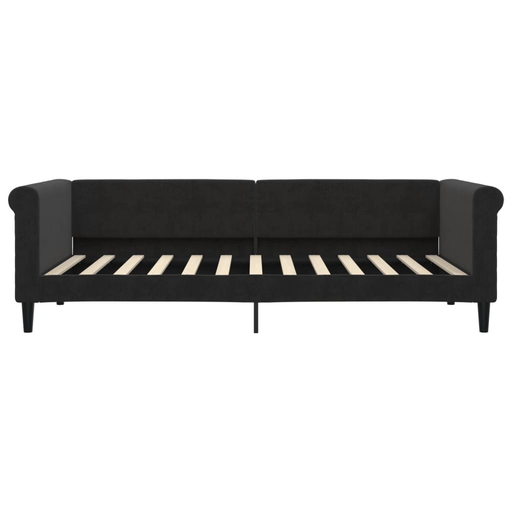Divano Letto Estraibile con Cassetti Nero 90x200 cm in Velluto | homemem39