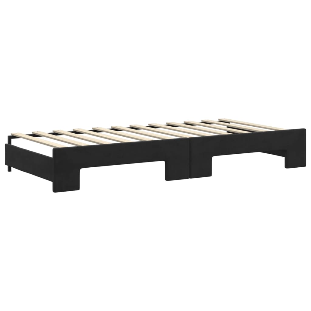Divano Letto Estraibile con Cassetti Nero 90x200 cm in Velluto | homemem39