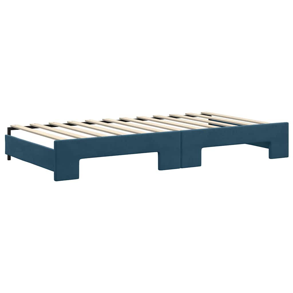 Divano Letto Estraibile con Cassetti Blu 100x200 cm in Velluto | homemem39