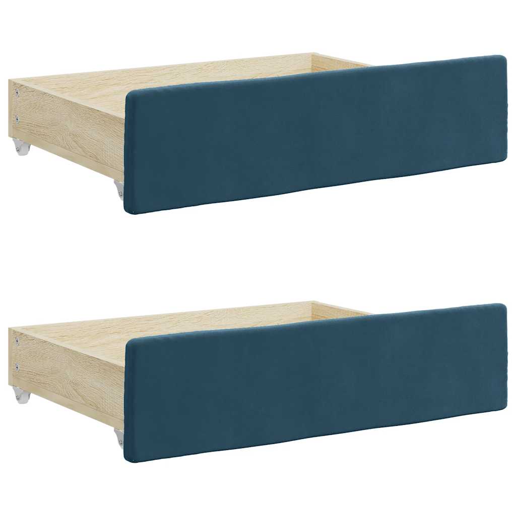 Divano Letto Estraibile con Cassetti Blu 100x200 cm in Velluto | homemem39
