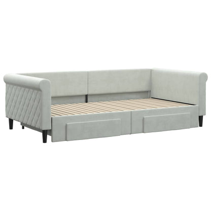 Divano Letto Estraibile Cassetti Grigio Chiaro 100x200 Velluto