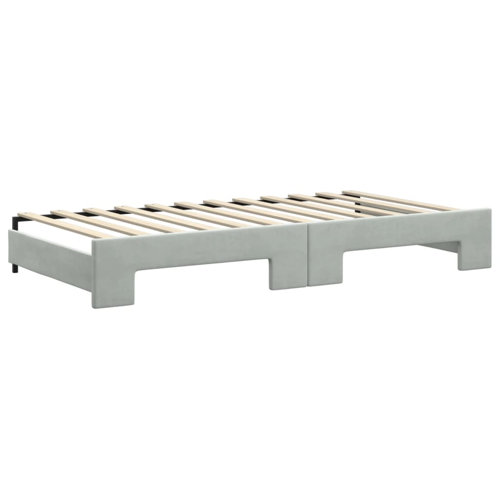 Divano Letto Estraibile Cassetti Grigio Chiaro 100x200 Velluto - homemem39