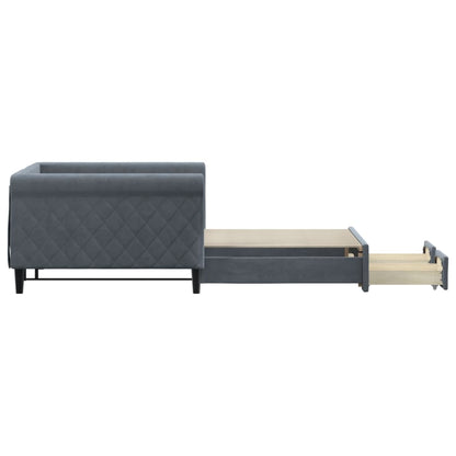 Divano Letto Estraibile Cassetti Grigio Scuro 100x200cm Velluto