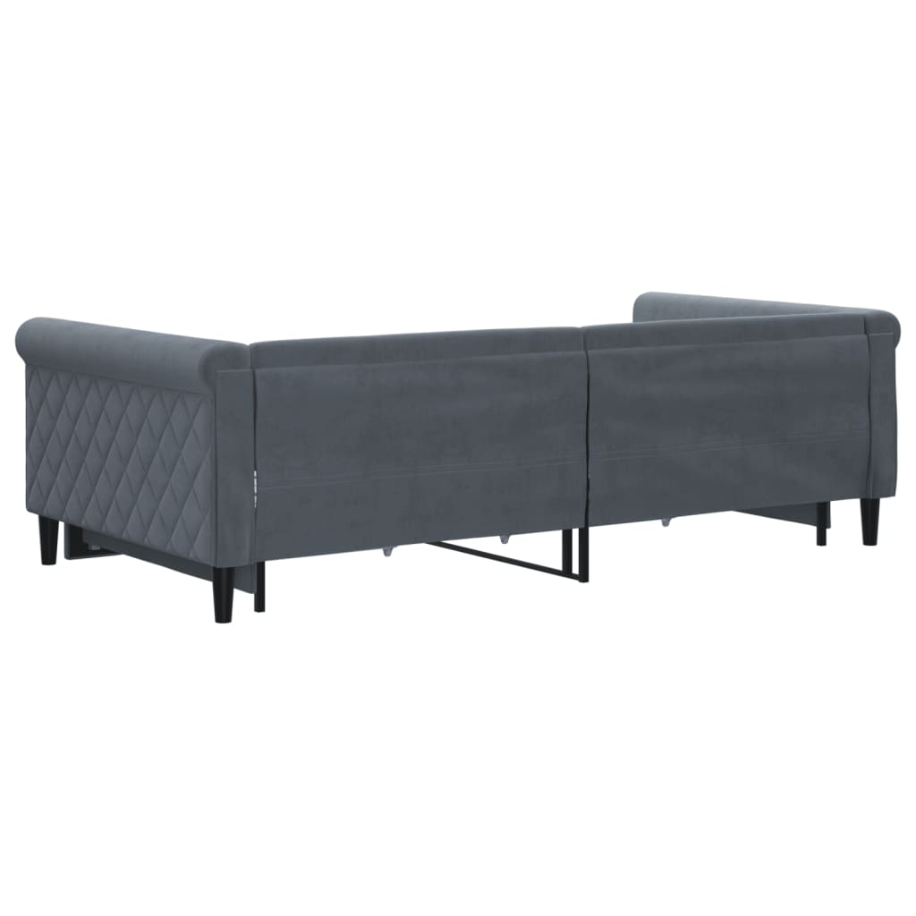 Divano Letto Estraibile Cassetti Grigio Scuro 100x200cm Velluto
