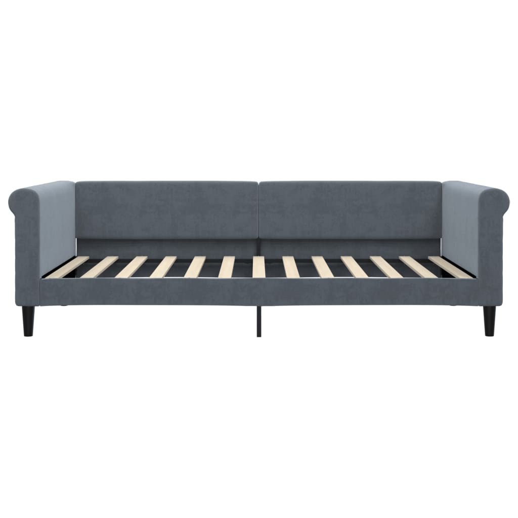 Divano Letto Estraibile Cassetti Grigio Scuro 100x200cm Velluto