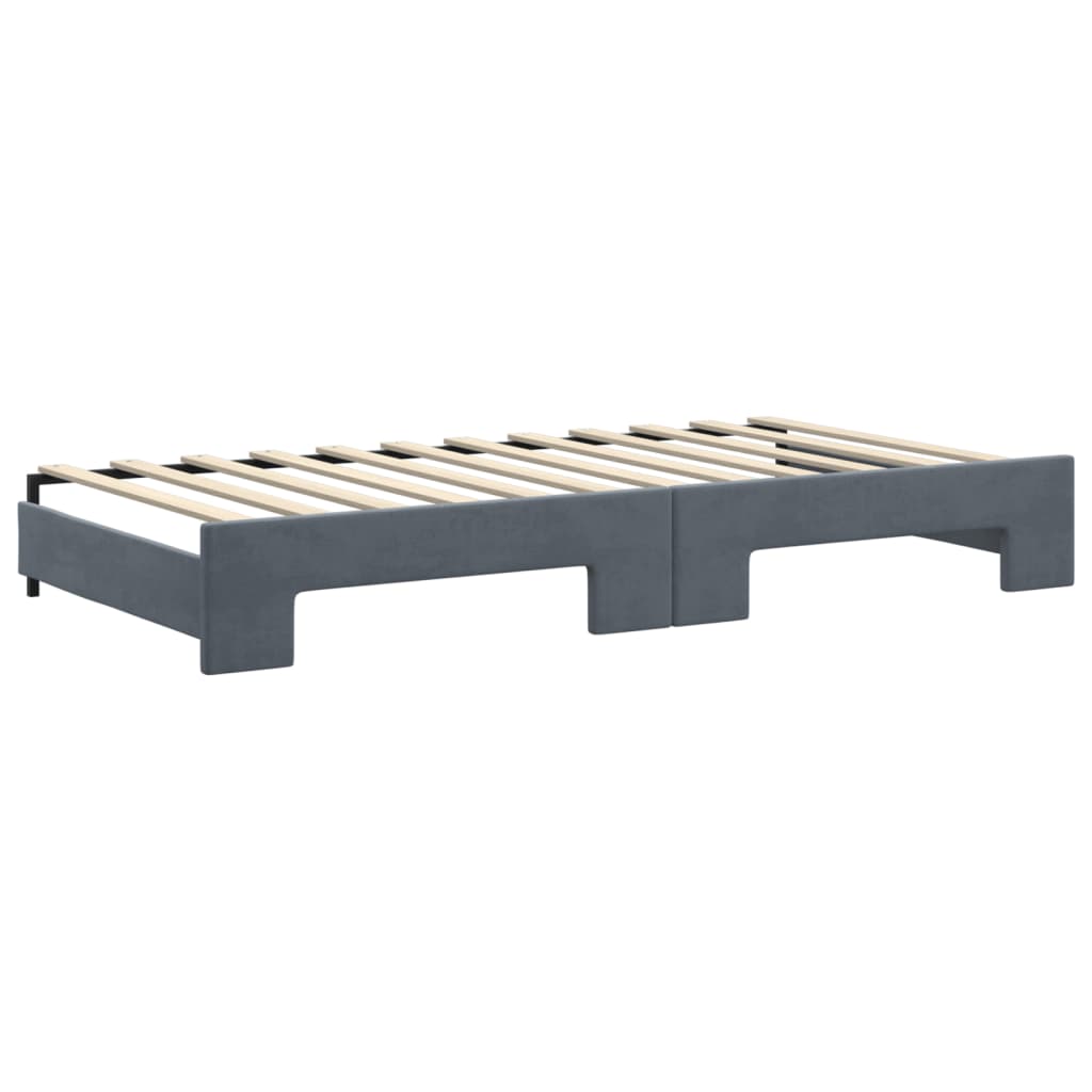 Divano Letto Estraibile Cassetti Grigio Scuro 100x200cm Velluto