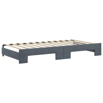 Divano Letto Estraibile Cassetti Grigio Scuro 100x200cm Velluto