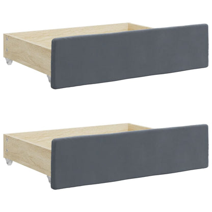 Divano Letto Estraibile Cassetti Grigio Scuro 100x200cm Velluto