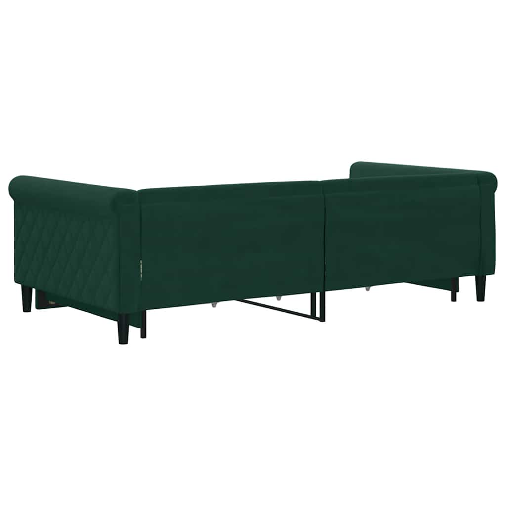 Divano Letto Estraibile Cassetti Verde Scuro 100x200cm Velluto | homemem39
