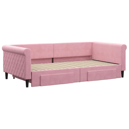 Divano Letto Estraibile con Cassetti Rosa 100x200 cm Velluto - homemem39