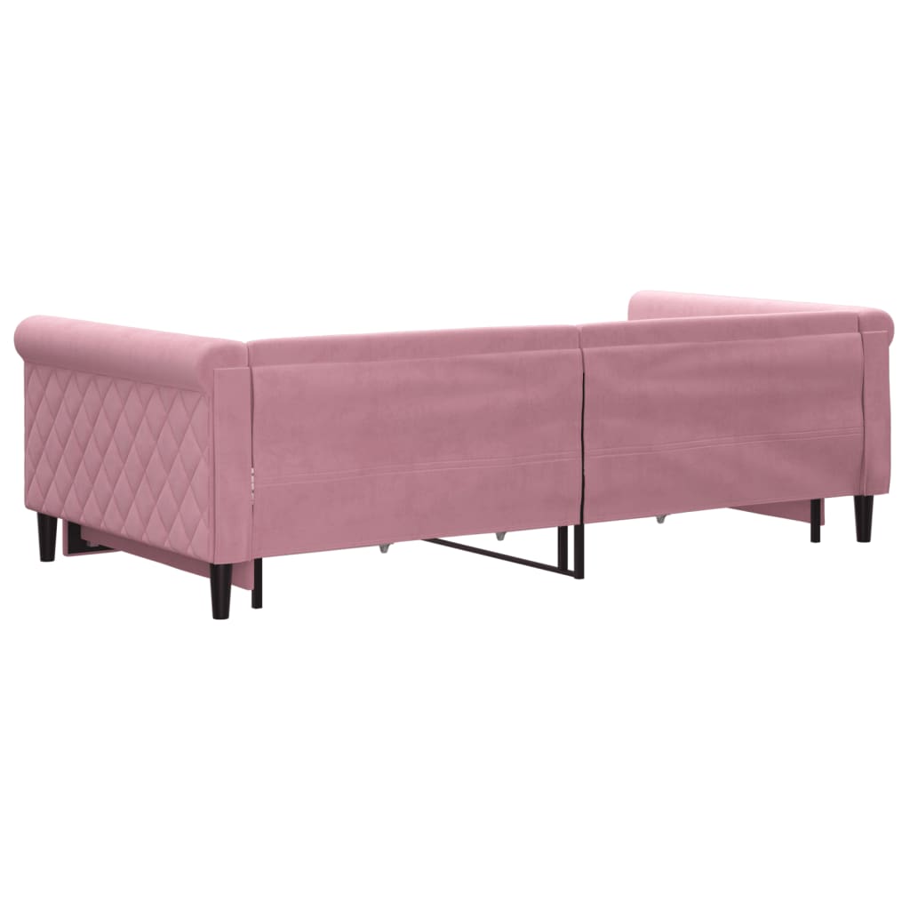 Divano Letto Estraibile con Cassetti Rosa 100x200 cm Velluto - homemem39
