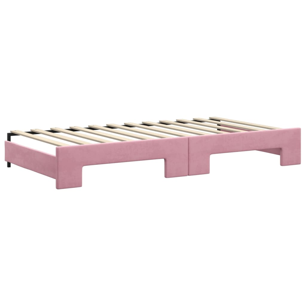Divano Letto Estraibile con Cassetti Rosa 100x200 cm Velluto
