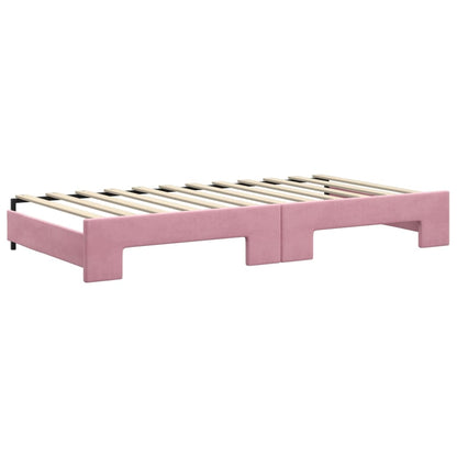 Divano Letto Estraibile con Cassetti Rosa 100x200 cm Velluto