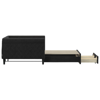 Divano Letto Estraibile con Cassetti Nero 100x200 cm in Velluto