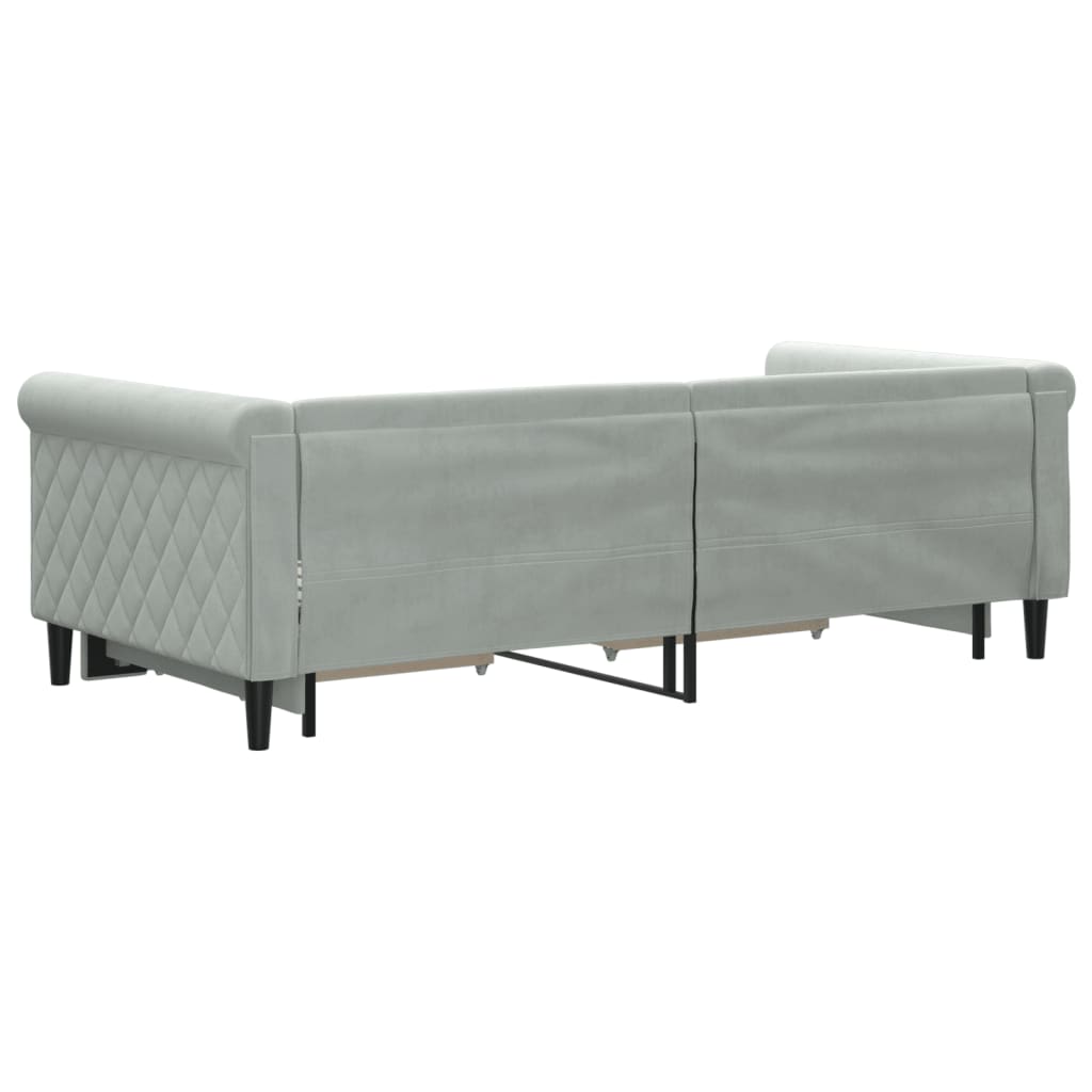 Divano Letto Estraibile Cassetti Grigio Chiaro 90x190cm Velluto