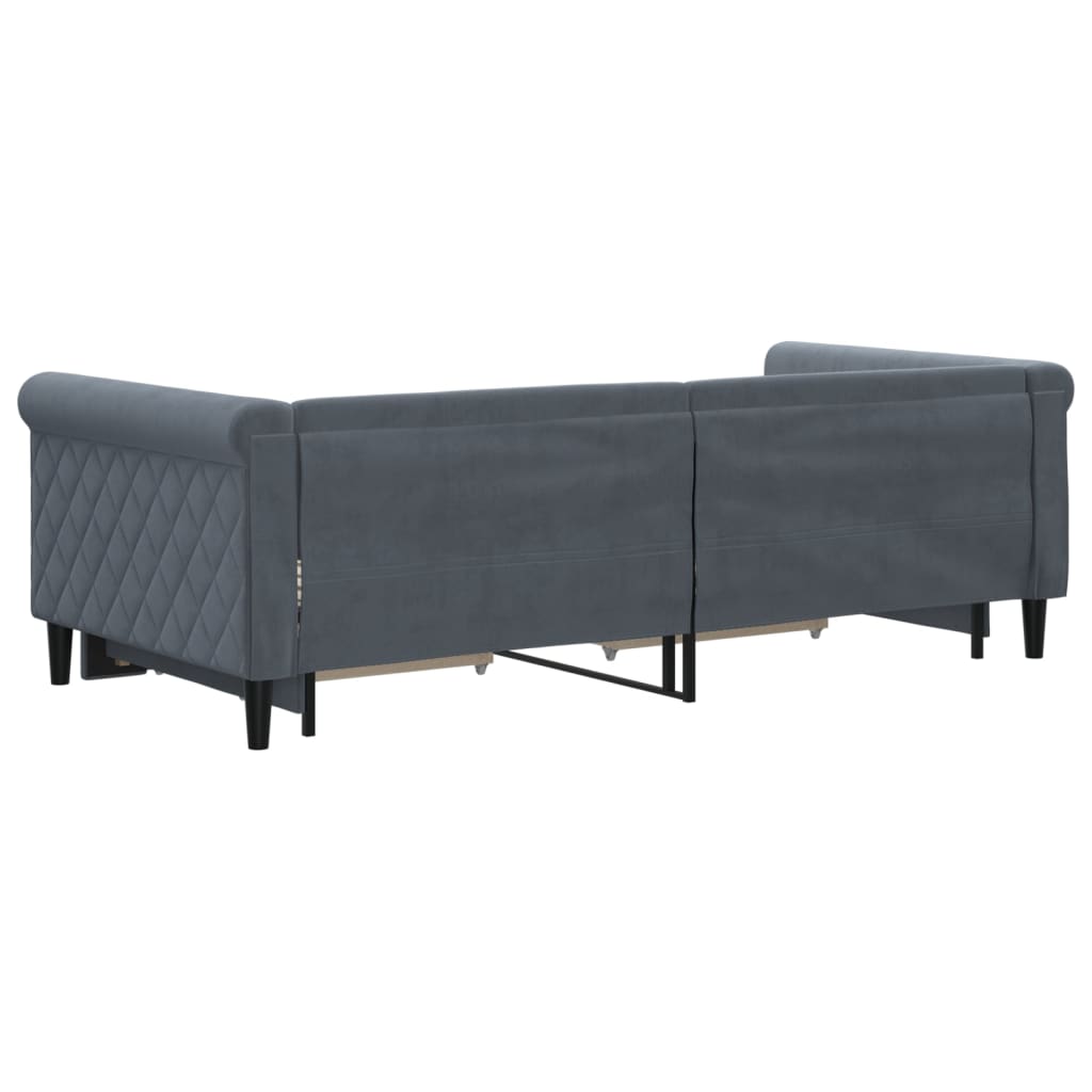 Divano Letto Estraibile Cassetti Grigio Scuro 90x190cm Velluto