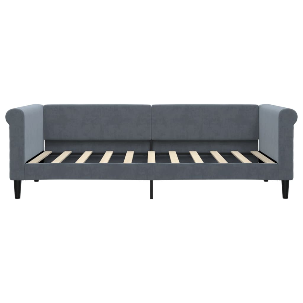 Divano Letto Estraibile Cassetti Grigio Scuro 90x190cm Velluto