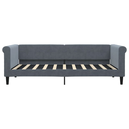 Divano Letto Estraibile Cassetti Grigio Scuro 90x190cm Velluto
