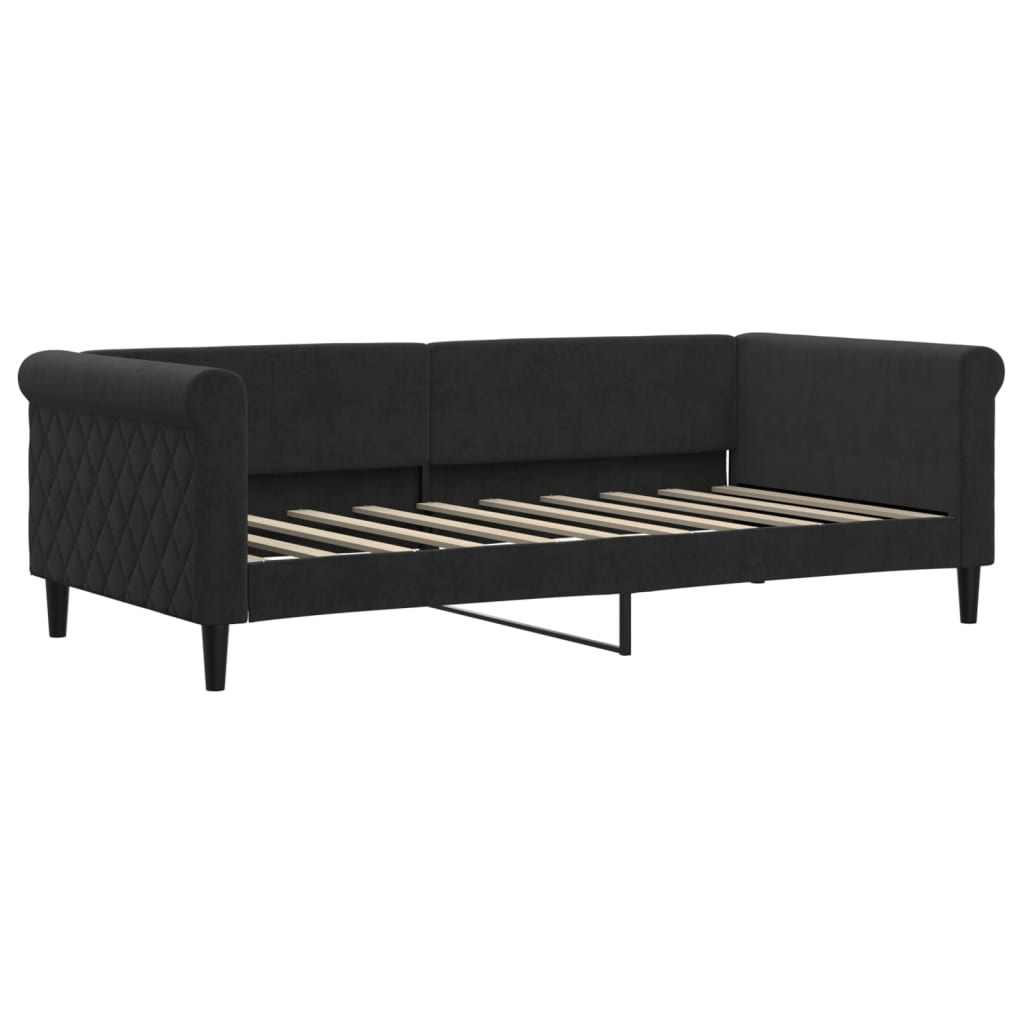 Divano Letto Estraibile con Cassetti Nero 90x190 cm in Velluto | homemem39