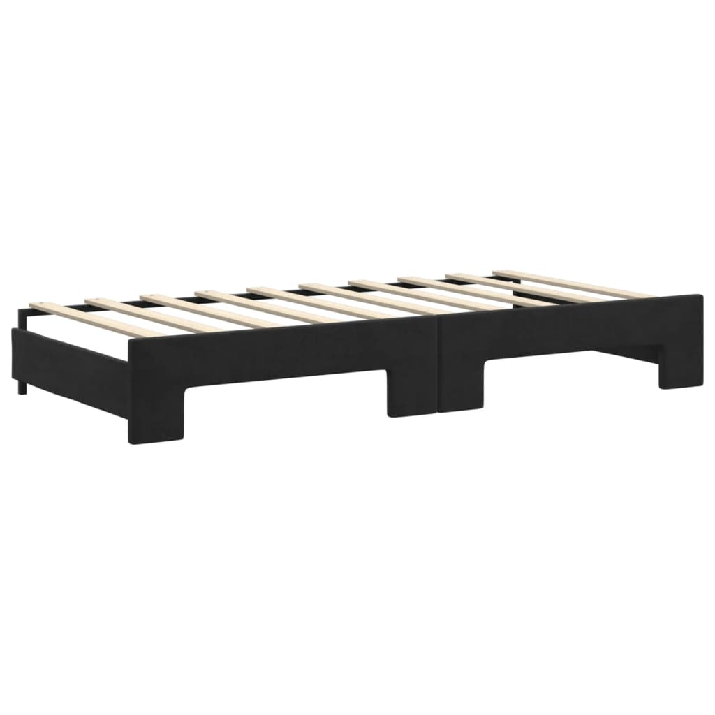 Divano Letto Estraibile con Cassetti Nero 90x190 cm in Velluto | homemem39