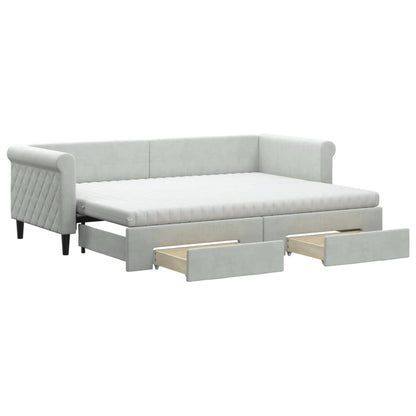 Divano Letto Estraibile Cassetti Grigio Chiaro 80x200cm Velluto - homemem39