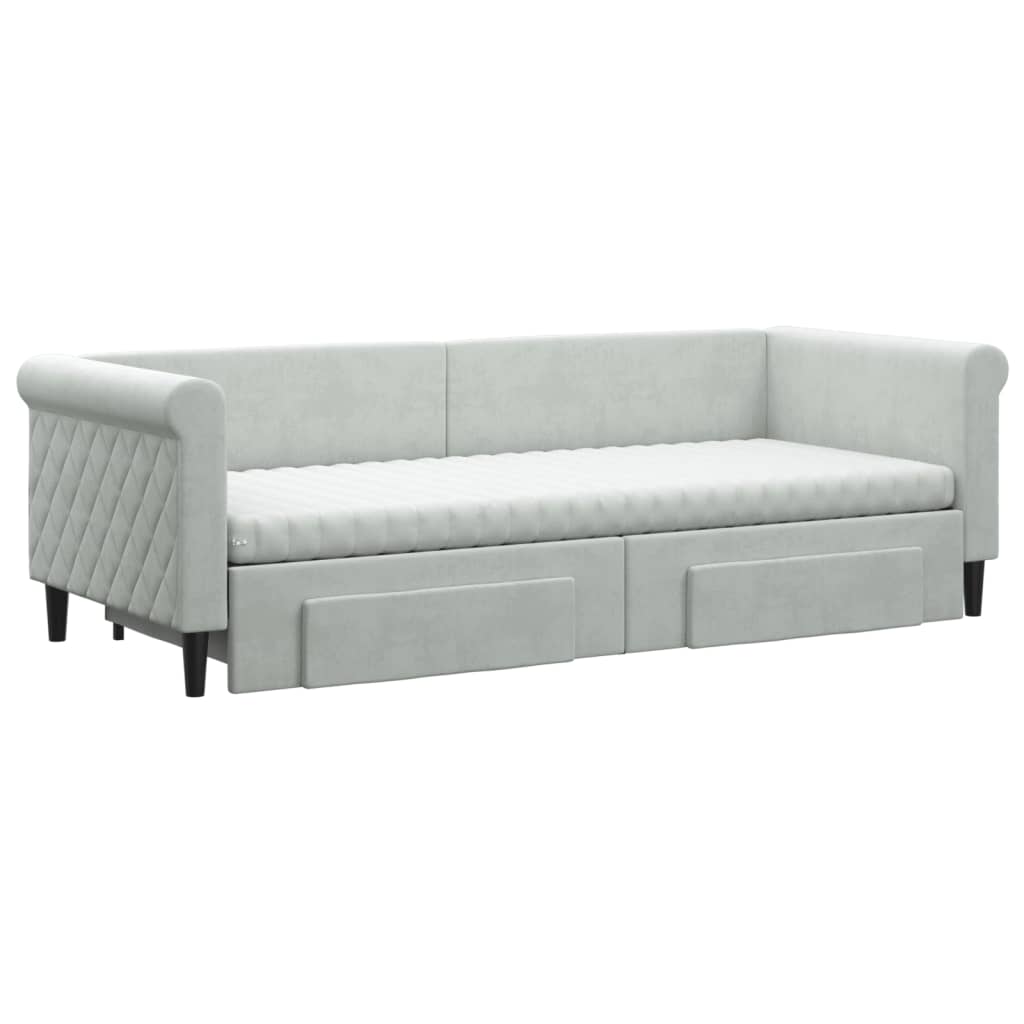 Divano Letto Estraibile Cassetti Grigio Chiaro 80x200cm Velluto - homemem39