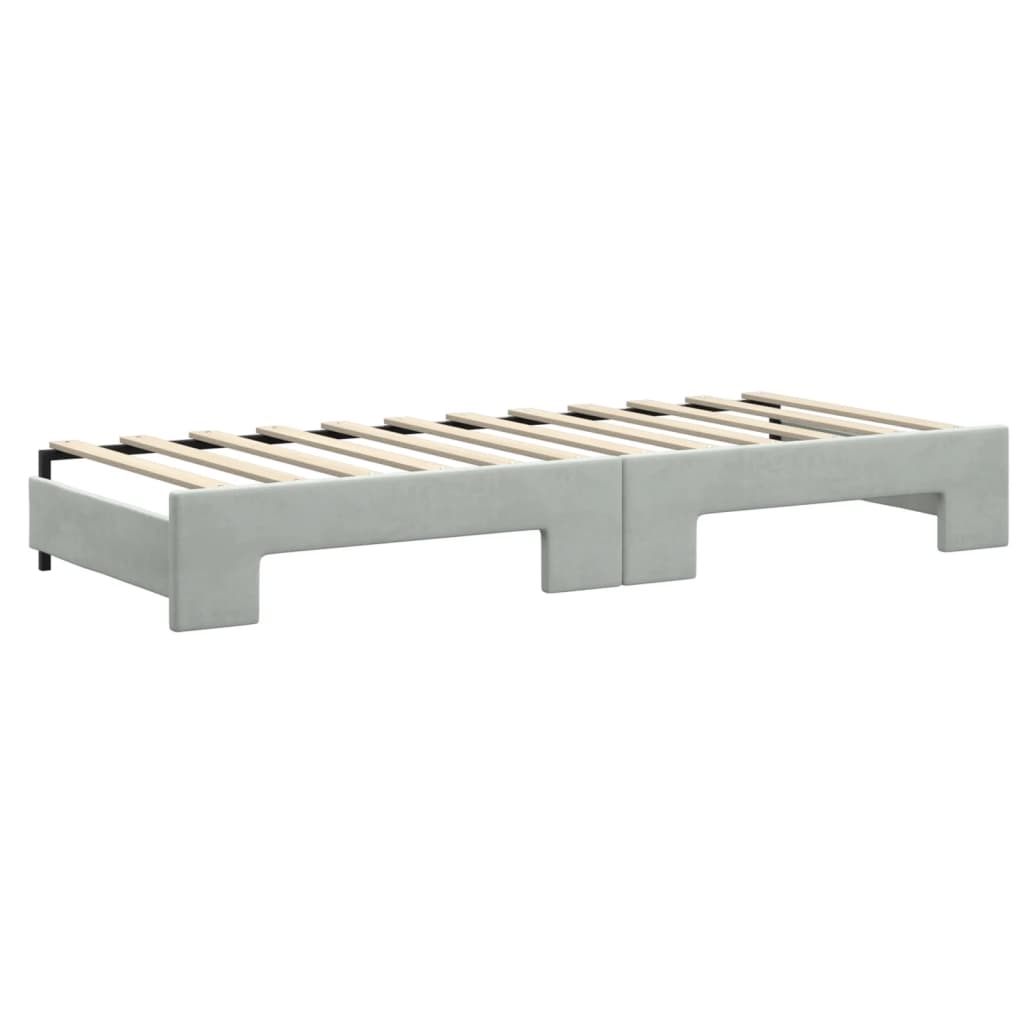 Divano Letto Estraibile Cassetti Grigio Chiaro 80x200cm Velluto - homemem39