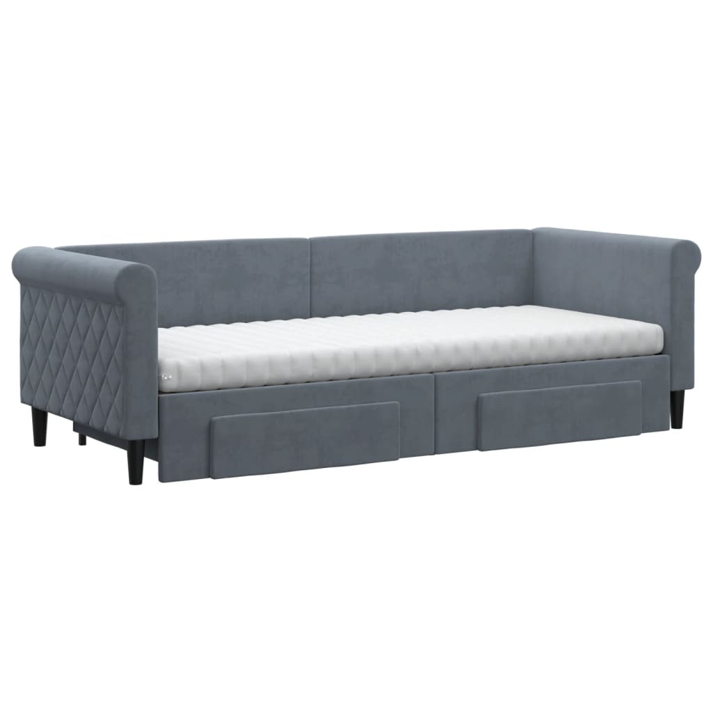 Divano Letto Estraibile Cassetti Grigio Scuro 80x200cm Velluto - homemem39
