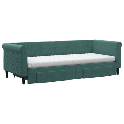 Divano Letto Estraibile Cassetti Verde Scuro 80x200cm Velluto - homemem39