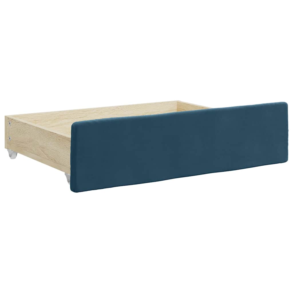 Divano Letto Estraibile con Cassetti Blu 100x200 cm in Velluto | homemem39