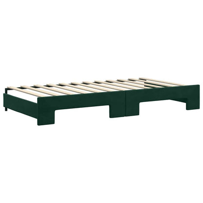 Divano Letto Estraibile Cassetti Verde Scuro 100x200cm Velluto | homemem39